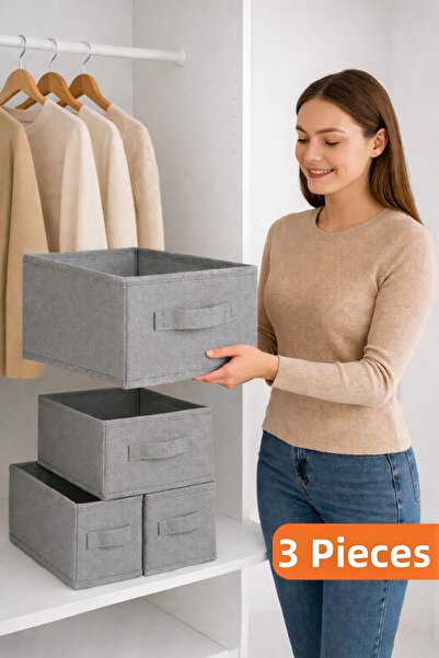 she berrak 3 قطع منظم خزانة ورف - صندوق تخزين ملابس قابل للطي 45 سم × 30 سم ×...