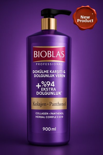 Bioblas 3 X 900 ml Collagen+Panthenol & Herbal B19 Anti-Hair Loss Volumizing Shampoo