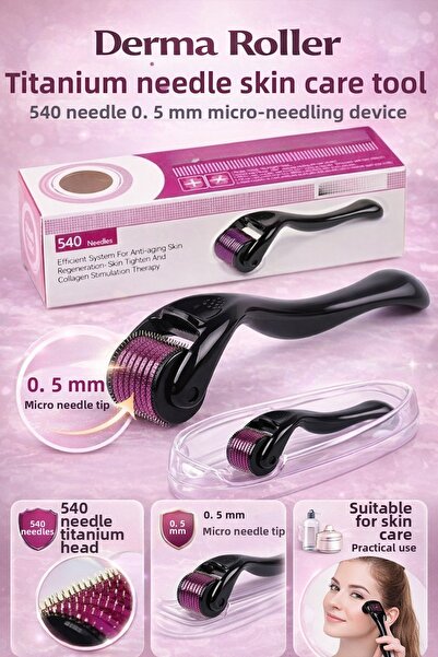 AVEO 1 Pcs Derma Roller Titanium Needle Skin Care Tool 540 Needles 0.5 mm Mic...