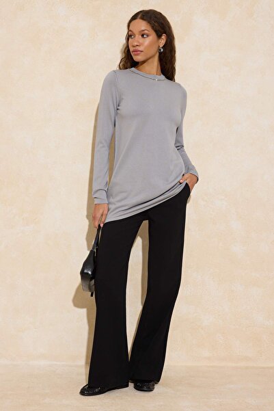 Trendyol Modest Anthracite Stone Detailed Knitwear Sweater Tctaw26Ak00022