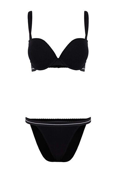 Trendyol Collection Σετ εσωρούχων Push Up από μαύρο μπαμπού THMSS26CC00006