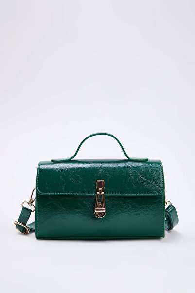 TRENDYOL SHOES Geantă de umăr mini pentru femei cu cataramă verde TAKSS26OC00027