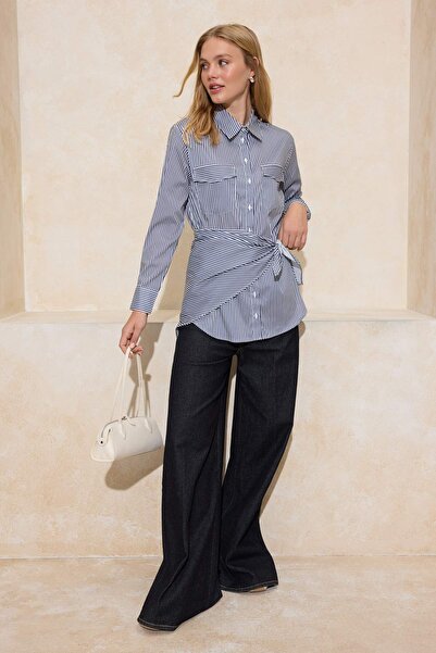 Trendyol Modest Multi-Colored Striped Regular Woven Tie-Back Scarf Detailed S...