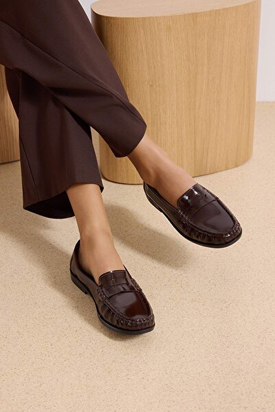 TRENDYOL SHOES Loafer maro pentru femei Saraçlı TAKSS26LA00006