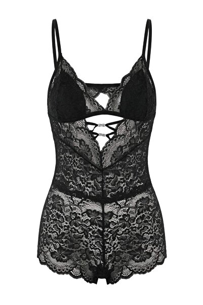 ترينديول كوليكشن بذلة سوداء بتفاصيل دانتيل/بيبي دول THMSS26LL00001