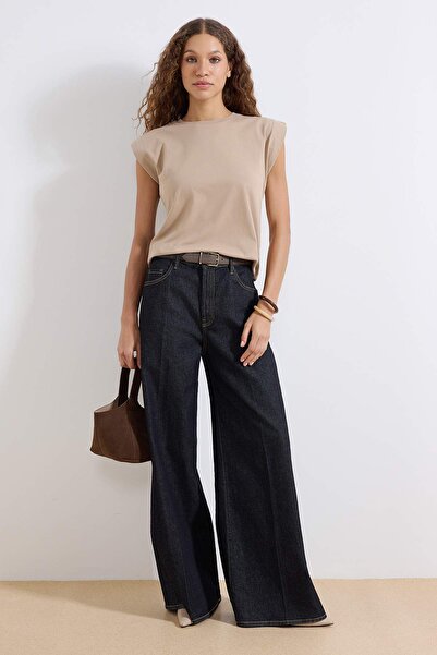 Trendyol Collection Norkový 100% bavlněný vatový vzhled Basic Crew Pletené tr...