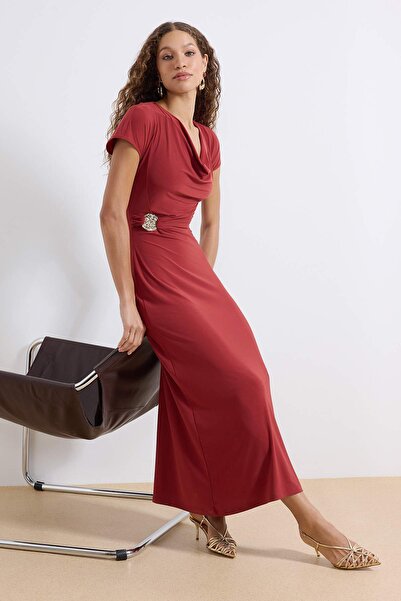 Trendyol Collection Tile A-Line/Glockenförmiges Maxi-Kleid mit dehnbarem Stri...