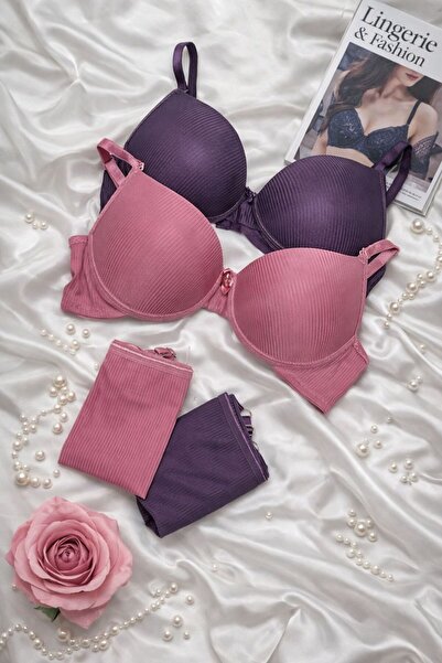 MILANOFOX Σετ 2 Premium ριγέ σουτιέν με επένδυση και ρυθμιζόμενο εσώρουχο