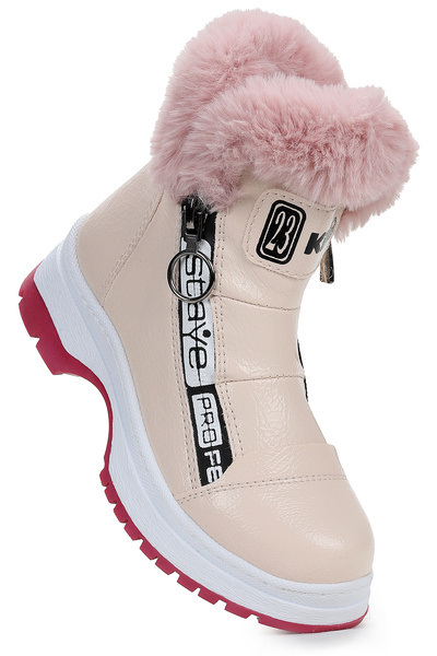 Kiko Kids 250 Rugan Çatlak Fermuarlı Kız Çocuk Bot Ayakkabı