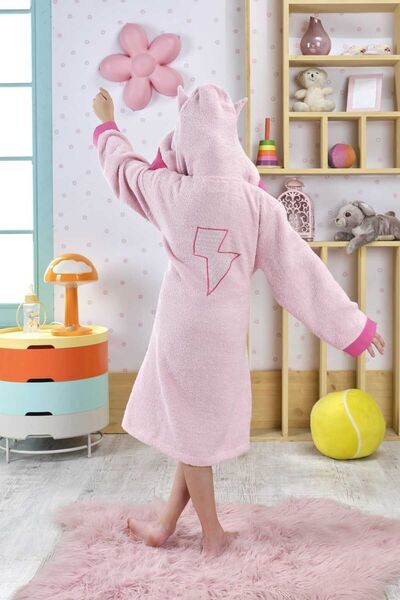 ELY PARKER Kız Çocuk Bornozu, Pamuklu, Kapüşonlu, Süperkahraman Hero, Bebek, Pembe (0-14 Yaş)