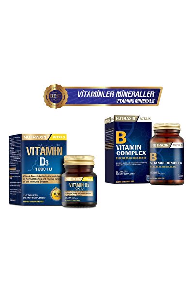 Nutraxin B1,b2,b3,b5,b6,biotin,b9,b12 Içeren B Vitamini 60 Tablet+d3 Vitamini...