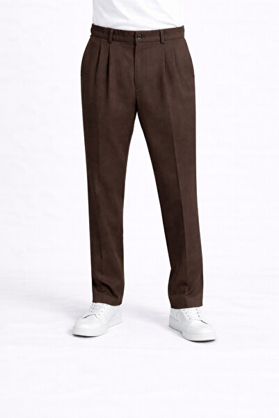 lokasyone بنطلون رجالي واسع من القماش المطوي - خصر مطاطي - قصة فضفاضة - مريح