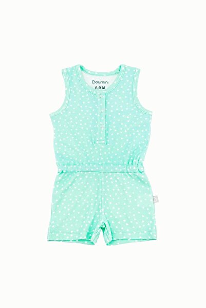 Boumini Mint Colored Sleeveless Shorts Jumpsuit Salopet - Triangles with Elas...