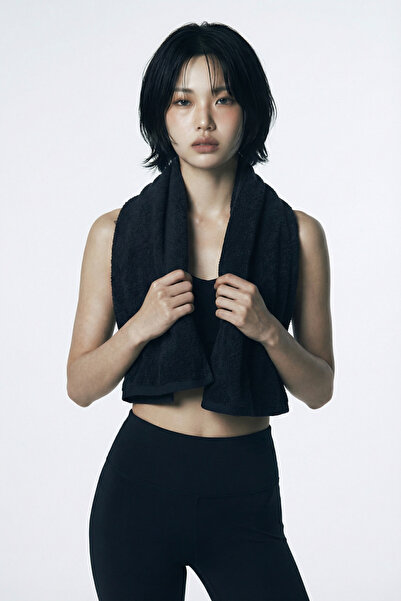 XJIM 100% Cotton Black Sports Athlete Towel Sweat Absorbent Soft Towel for Fi...