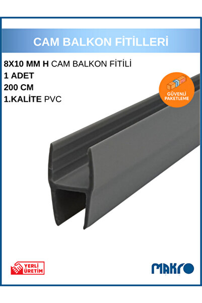 GLASSMAKRO 8x10 MM Büyük H Alüminyum Görünümlü 1. Kalite Plastik Cam Balkon F...