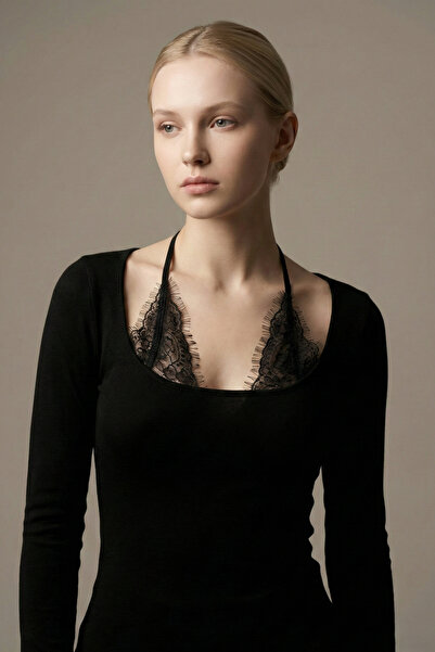 Şiir DEDZA slim fit LUX Top cu mâneci lungi, cu dantelă și bluză și gotic Y2K...