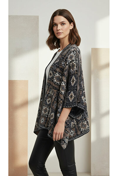 Uludağ Triko Дамски шал с дебели рамена с мека текстура и етнически шарки