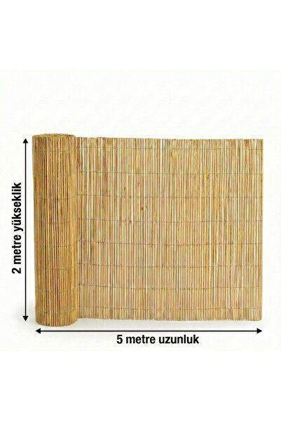 My Family Doğal Hasır Çit Bahçe Çit Örtüsü - 2x5 Metre Bambu Kamış Gölgelik B...