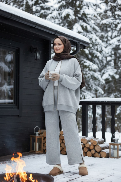 Aselim Hijap Moda طقم حجاب مزدوج من 3 قطع طراز ش مبطن بالصوف بومبر |   طقم قط...