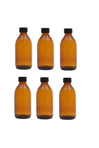 junibeliw 6Pcs Amber Bottle Leakproof Syrup Bottle Jar Multi-Purpose Glass Bo...