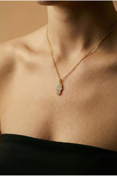 Liviena قلادة ذهبية من الفولاذ على شكل نخلة