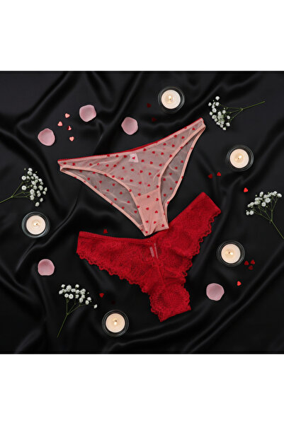 BONBON Women's 2-Piece Lace Slip Panties Set Bb2158