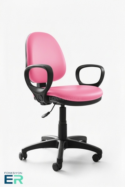 FONKSİYONER NOVIA DERİ ÇALIŞMA KOLTUĞU-pembe/güçlü pp ayaklı-3 yıl garantili
