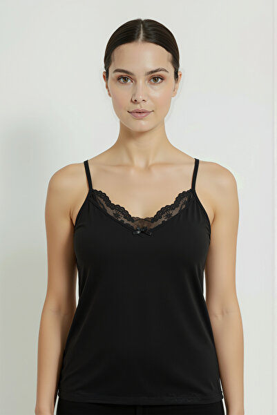 HNX Cotton Collar Lace Thin Strap Women's Tank Top