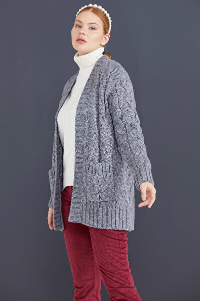 Sementa Jachetă de tricotat din lână pentru femei - Gri deschis