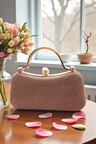 Famels Geanta de seara din piatra aurie este cu piatra de zircon, este o gean...