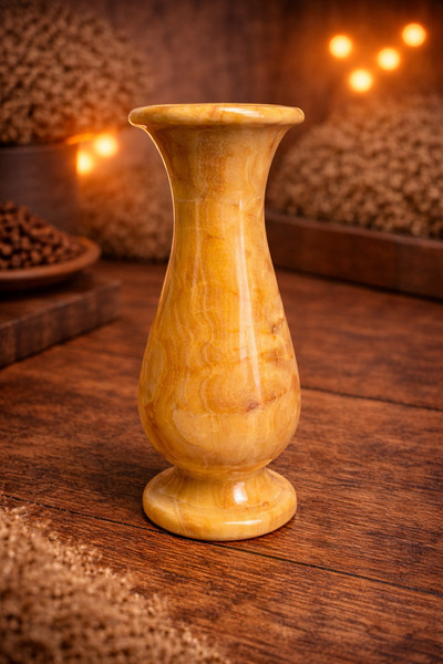 EL YAPIMI Dekoratif Gerçek Mermer Vazo Mumluk