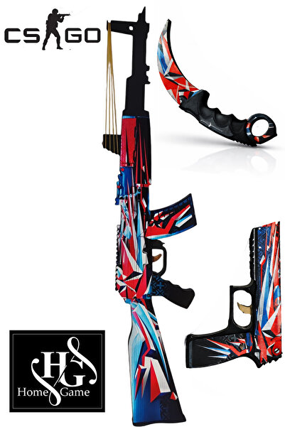 Genel Markalar Ahşap Cs-go Ak-47 Tüfek P250 Tabanca Karambit Oyuncak Set 4008