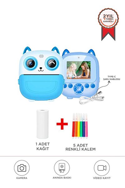 Torima Dijital Fotoğraf Makineleri Çocuk Termal Resim Kağıt Baskılı Yazıcı Ka...