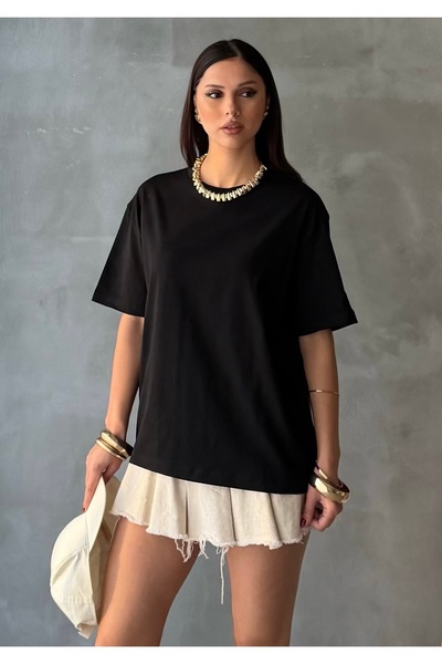 BEJNA Tricou de bază oversize 100% bumbac pentru femei