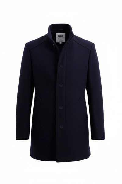 Uki LACİVERT Kaşe Hakim Yaka Kaban