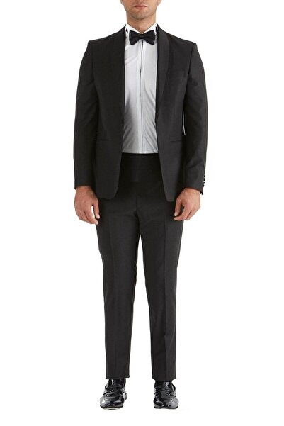 Efor Black 037 Slim Fit Çıkarılabilir Saten Yaka Siyah Damatlık Smokin Takım