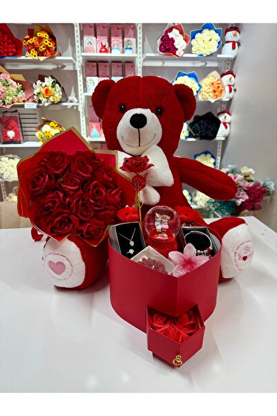 AYIEVRENİ Full Kırmızı Aşk Evreni - Sevgiliye Romantik Hediye Kutusu | Kar Kü...