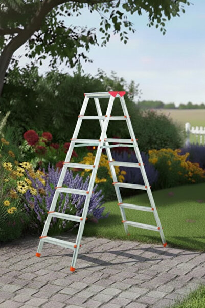 Genel Markalar Alüminyum Çift Çıkışlı Merdiven 7 Basamak | Kaymaz Ayaklı | En...