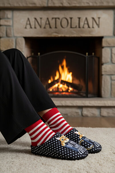 GEZER Дамски зимни пантофи - мотив с котка и мечка