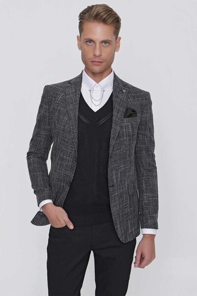 Efor C 628 Slim Fit Siyah Spor Ceket