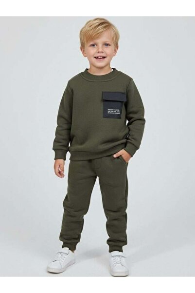 Zekids Set de trening subțire din bumbac cu mânecă lungă pentru băiat