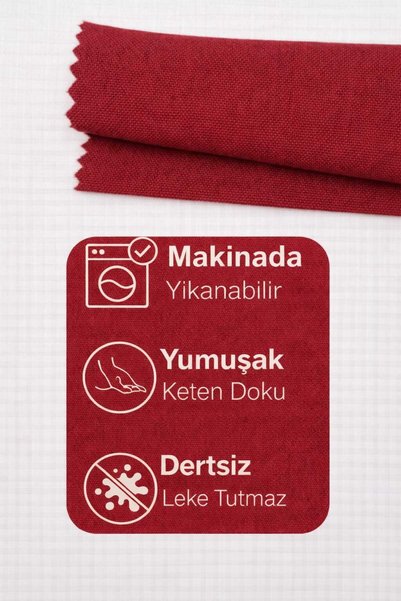PerdeYap1980 Velvet Textured Burgundy Color Island Series Runner 40 X 140 cm