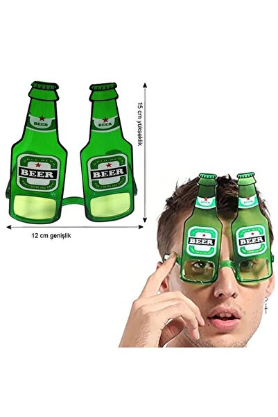 partidolu Yeşil Renk Bira Şişesi Şeklinde Camlı Parti Gözlüğü 1 Adet hawai re...