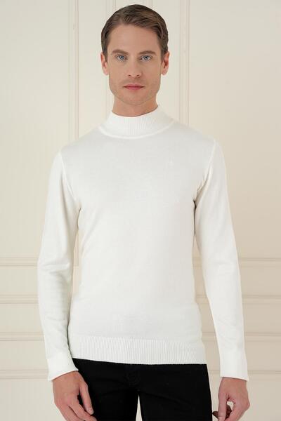 Efor TR 876 Slim Fit Ekru Klasik Triko