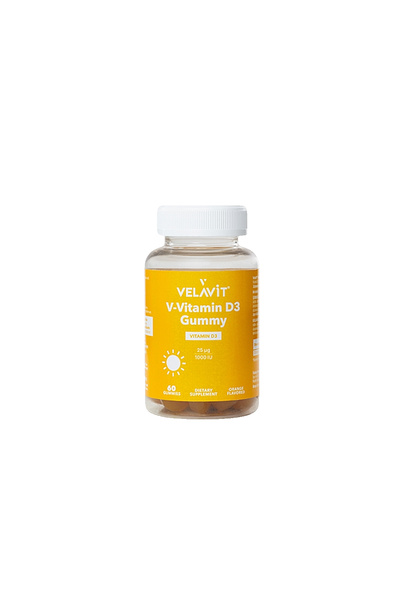 Velavit V-Vitamin D3 Gummy - Food Supplement Containing Vitamin D3 60 Capsules