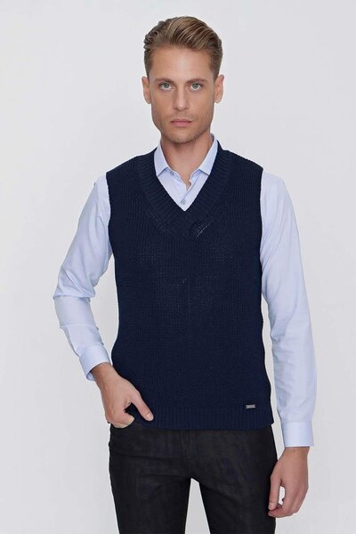 Efor SÜVETER 01 Slim Fit Lacivert Süveter Triko