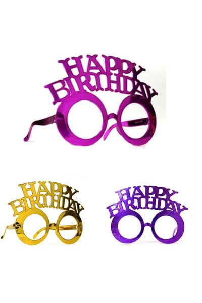 partidolu Camsız Happy Birthday Yazılı Parti Gözlüğü Yetişkin Uyumlu 3 Renk 3...