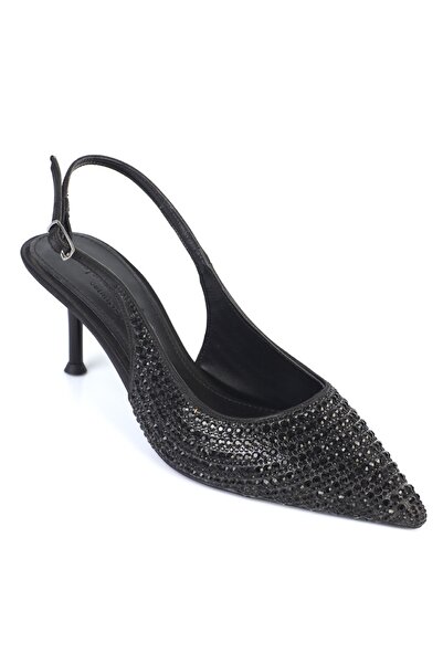 Capone Outfitters Laryssa Full Stone Pointed Toe Satin Slingback Women's Heel...