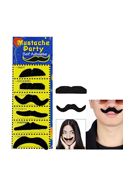 partidolu 6 Adet ( 6 Farklı Modelde ) Takma Bıyık Seti Yapıştırmalı