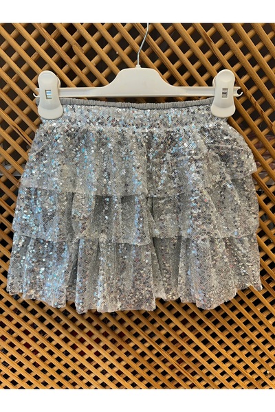 PD KIDS 4953 ÇOCUK İÇİ PAMUK ASTAR BELİ LASTİKLİ PAYETLİ ETEK